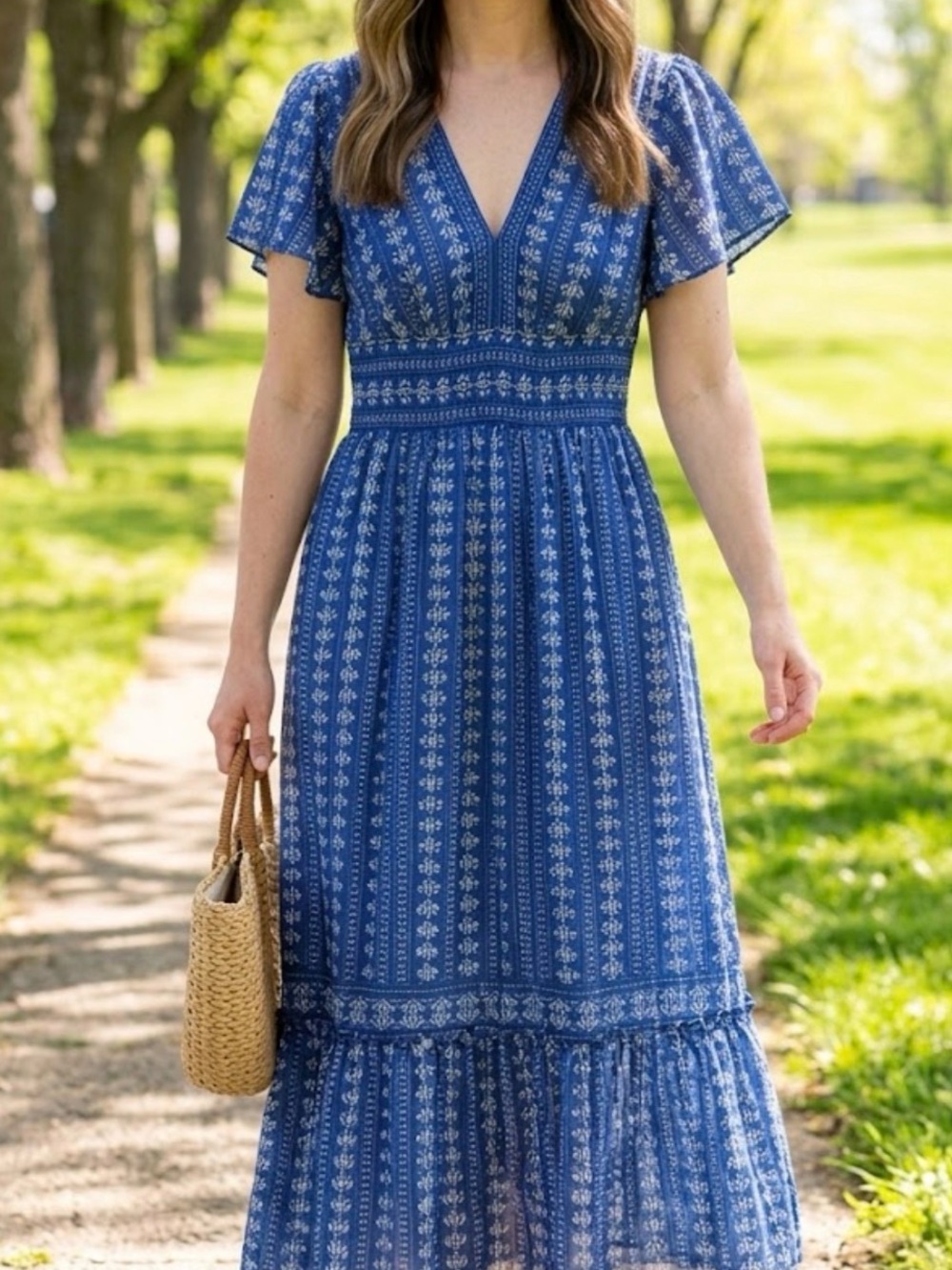 Max studio Floral V-Neck Maxi Dress